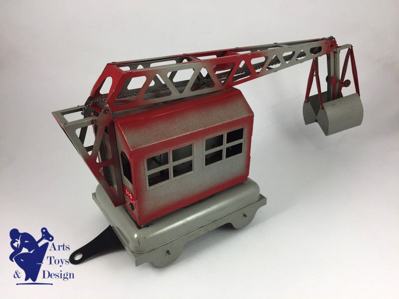 Antique toy vebe 310 France 1950 Large tin Mobile crane clockwork