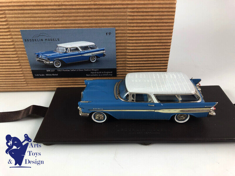 1/43 BROOKLIN 227 PONTIAC SAFARI 2 DOOR STATION WAGON 1957 BLUE & WHITE