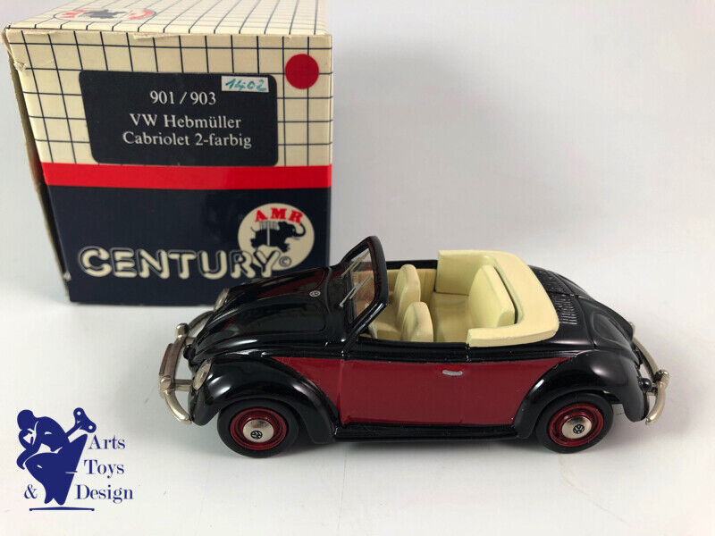 1/43 AMR CENTURY VW COX Hebmuller Cabriolet 2 Farbig Red Black Factory Built