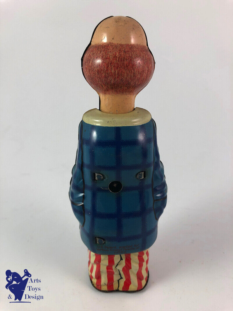 Antique toy Distler C.1950 HAPPY CLOWN Clockwork with box H 15cm
