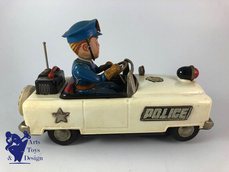 Antique toy Tn Nomura Mystery Police Car Battery Operated Tin Japan 25cm