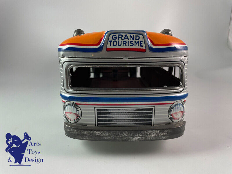 Antique toy France Jouets Bus giant silver arrow Clockwork 45cm 1960