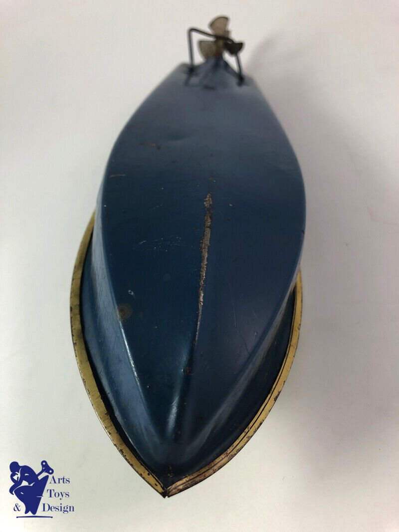 Antique toy CR very rare speed boat 36cm Clockwork C.1950
