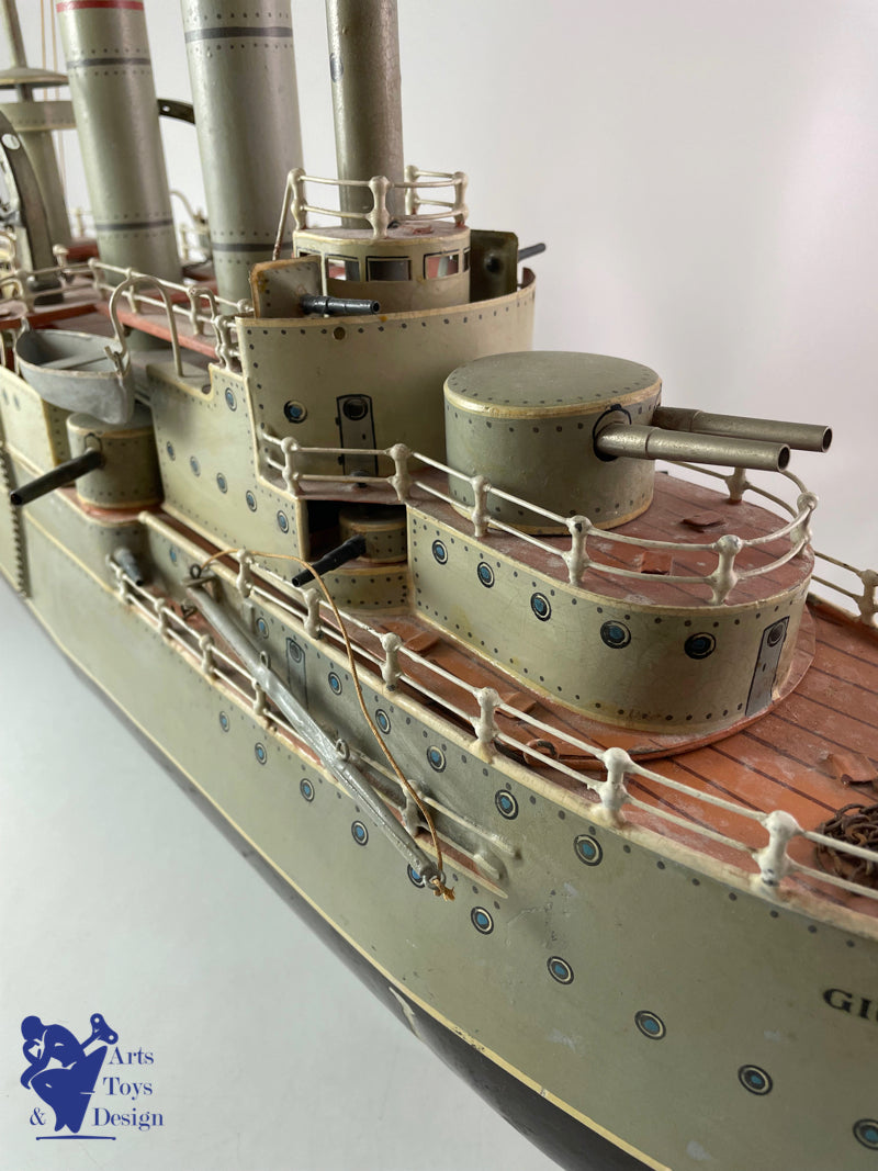 MARKLIN BATEAU CUIRASSE VAPEUR GIULIO CESARE 86CM 1908 JOUET ANCIEN