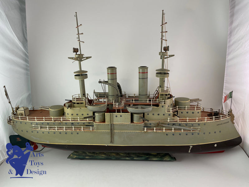 MARKLIN BATEAU CUIRASSE VAPEUR GIULIO CESARE 86CM 1908 JOUET ANCIEN