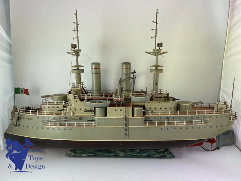 MARKLIN BATEAU CUIRASSE VAPEUR GIULIO CESARE 86CM 1908 JOUET ANCIEN