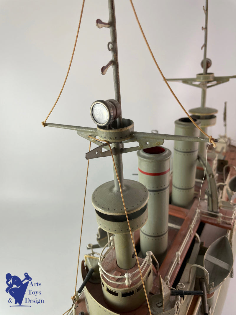 MARKLIN BATEAU CUIRASSE VAPEUR GIULIO CESARE 86CM 1908 JOUET ANCIEN