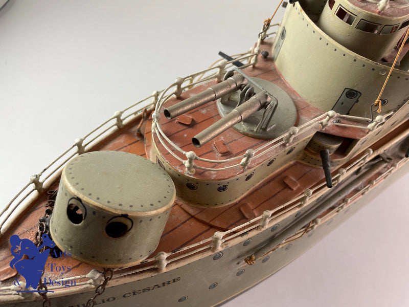 MARKLIN BATEAU CUIRASSE VAPEUR GIULIO CESARE 86CM 1908 JOUET ANCIEN
