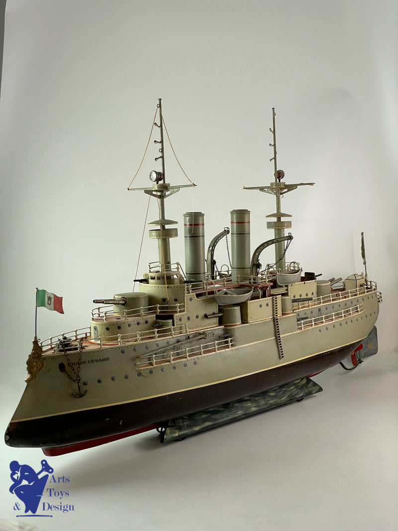 MARKLIN BATEAU CUIRASSE VAPEUR GIULIO CESARE 86CM 1908 JOUET ANCIEN