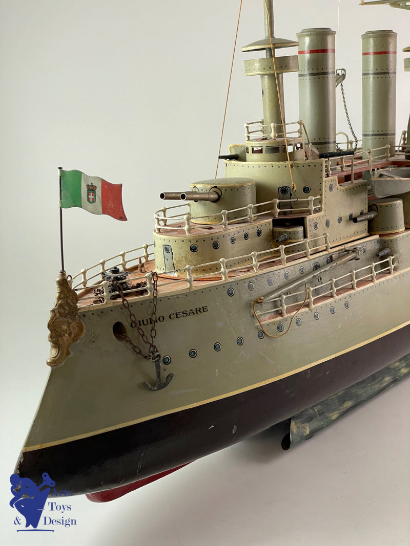 MARKLIN BATEAU CUIRASSE VAPEUR GIULIO CESARE 86CM 1908 JOUET ANCIEN