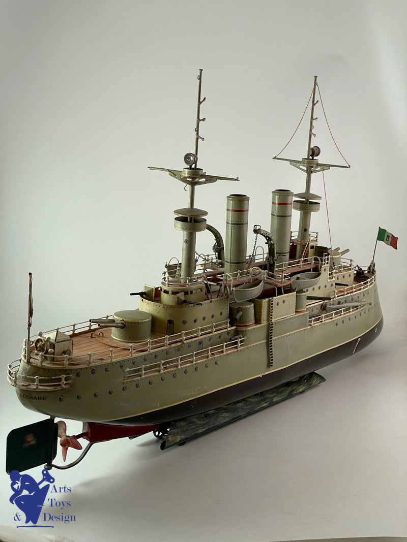 MARKLIN BATEAU CUIRASSE VAPEUR GIULIO CESARE 86CM 1908 JOUET ANCIEN