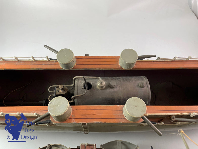 MARKLIN BATEAU CUIRASSE VAPEUR GIULIO CESARE 86CM 1908 JOUET ANCIEN