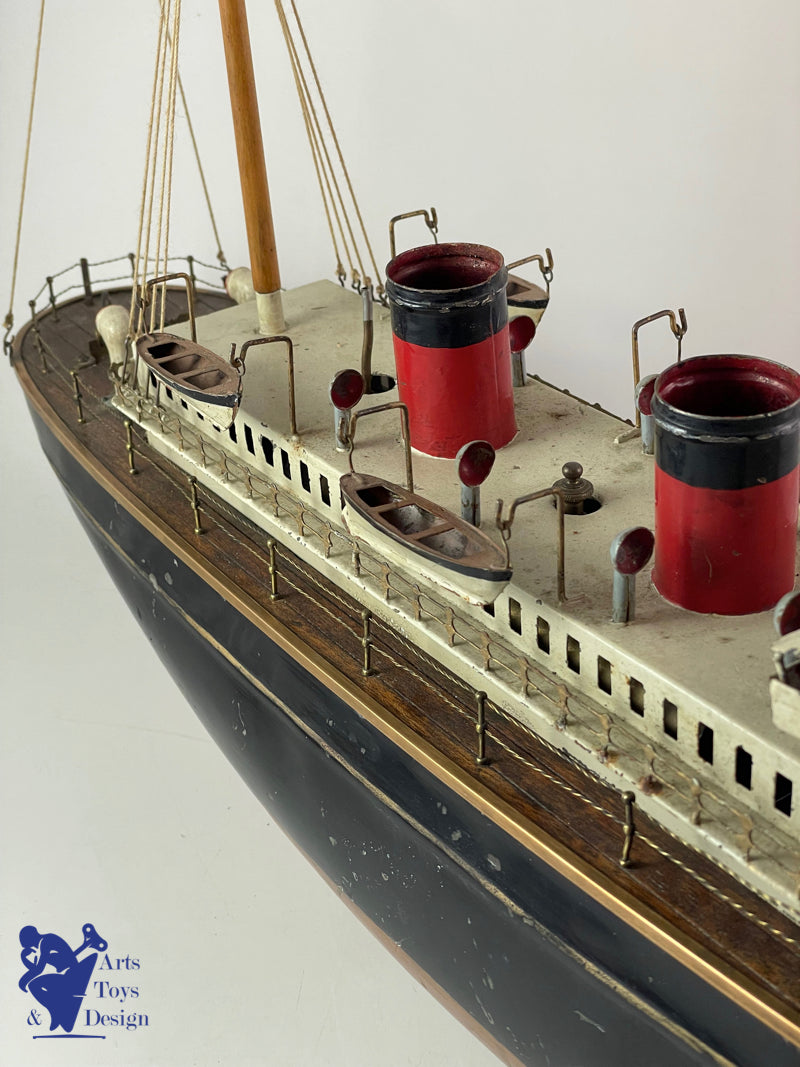 RADIGUET JAF BATEAU PAQUEBOT VAPEUR 72CM 1920 JOUET ANCIEN