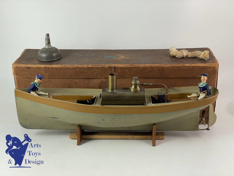 JOUET ANCIEN RADIGUET BATEAU A VAPEUR 42CM VERS 1900 BOITE ET MARINS