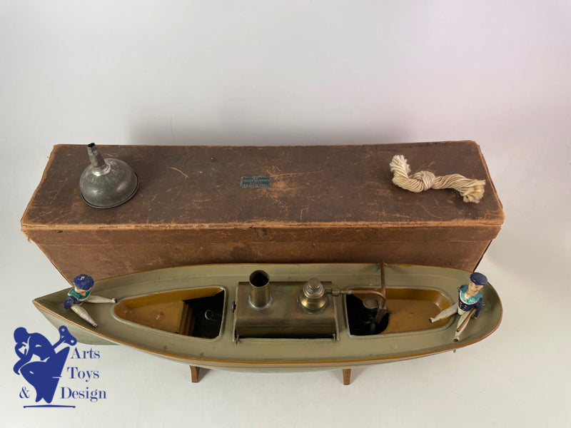 JOUET ANCIEN RADIGUET BATEAU A VAPEUR 42CM VERS 1900 BOITE ET MARINS