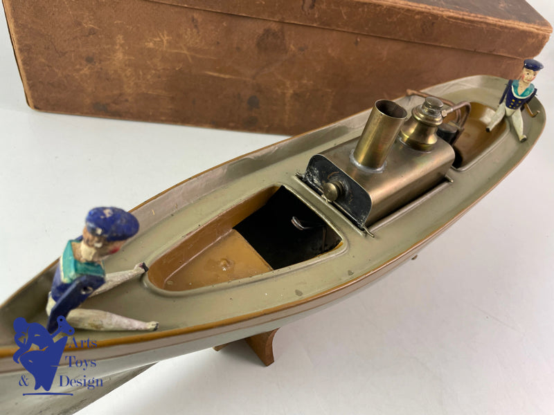 JOUET ANCIEN RADIGUET BATEAU A VAPEUR 42CM VERS 1900 BOITE ET MARINS