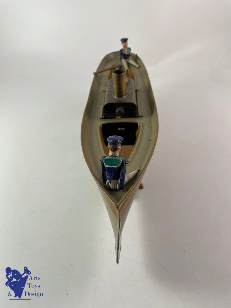 JOUET ANCIEN RADIGUET BATEAU A VAPEUR 42CM VERS 1900 BOITE ET MARINS