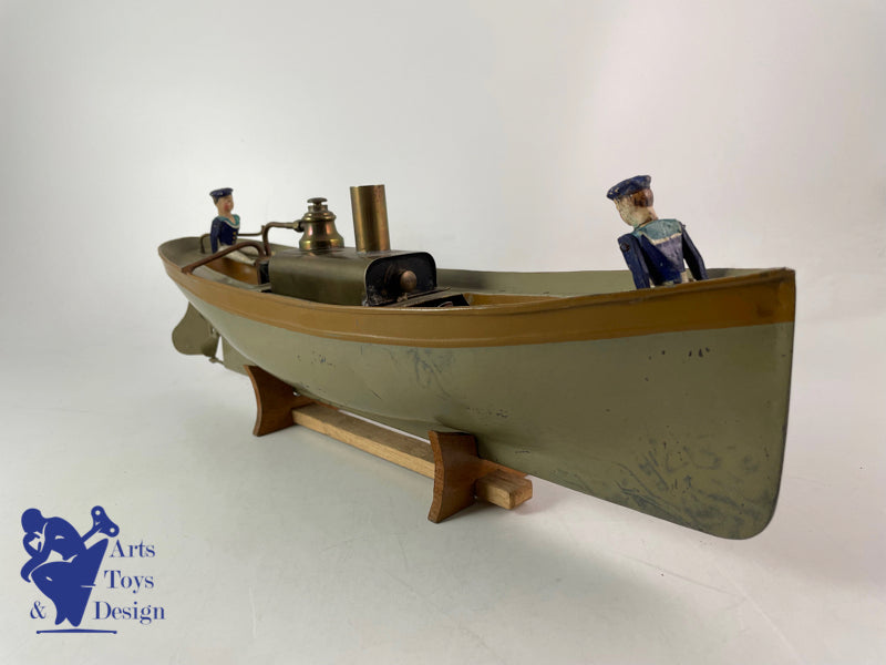 JOUET ANCIEN RADIGUET BATEAU A VAPEUR 42CM VERS 1900 BOITE ET MARINS