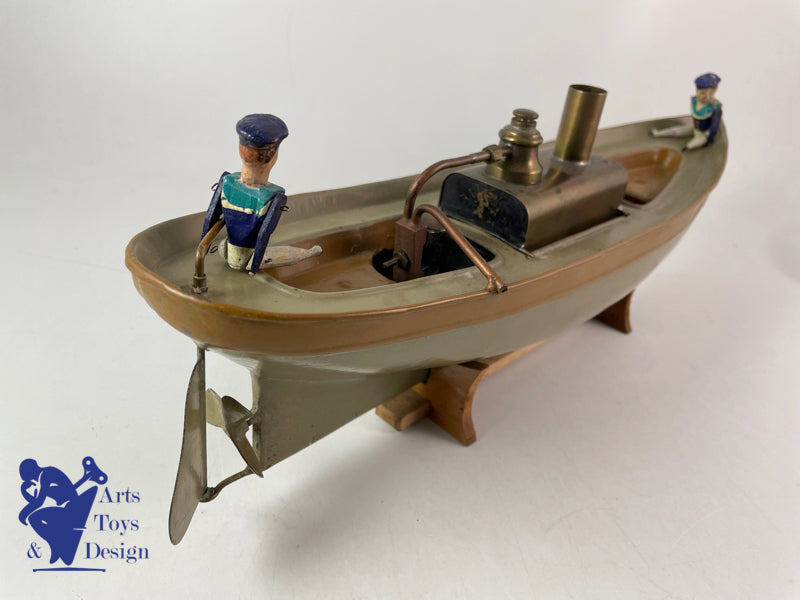 JOUET ANCIEN RADIGUET BATEAU A VAPEUR 42CM VERS 1900 BOITE ET MARINS