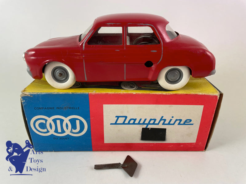 JOUET ANCIEN CIJ 5/59 RENAULT DAUPHINE TOLE MECANIQUE ROUGE VERS 1960
