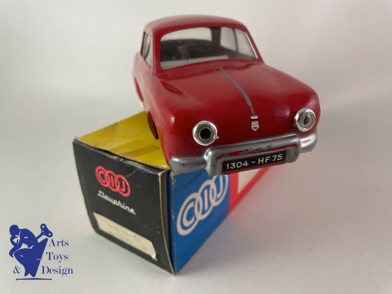 JOUET ANCIEN CIJ 5/59 RENAULT DAUPHINE TOLE MECANIQUE ROUGE VERS 1960