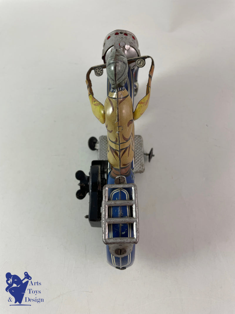 Antique toy Arnold A643 Blue Civil Motorcycle Clockwork circa 1950 L19cm
