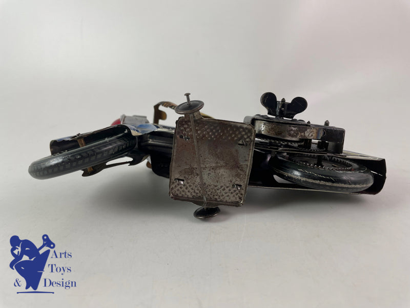 Antique toy Arnold A643 Blue Civil Motorcycle Clockwork circa 1950 L19cm