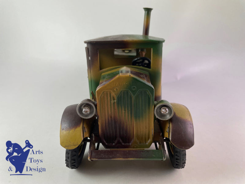 JOUET ANCIEN HAUSSER CAMION MILITAIRE CUISINE MECANIQUE VERS 1937 L30CM
