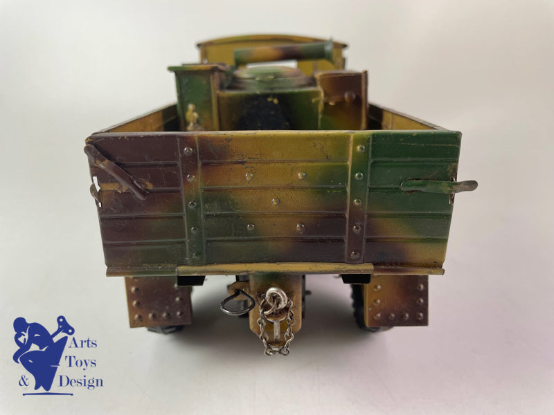 JOUET ANCIEN HAUSSER CAMION MILITAIRE CUISINE MECANIQUE VERS 1937 L30CM