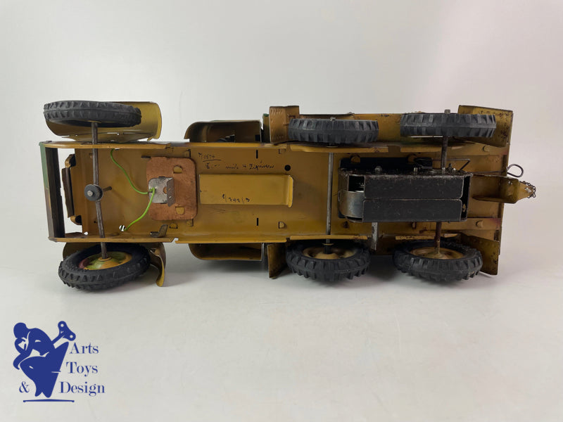 JOUET ANCIEN HAUSSER CAMION MILITAIRE CUISINE MECANIQUE VERS 1937 L30CM