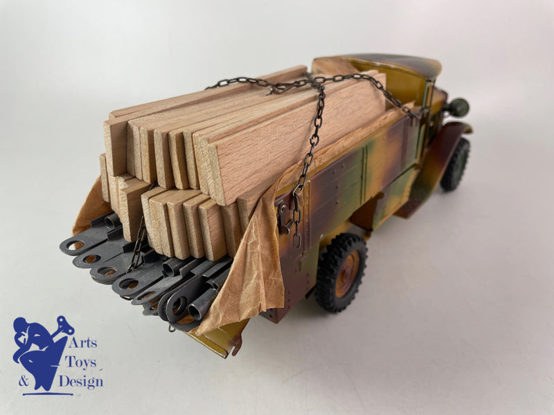 Antique toy Lineol 1218 Bridge transport Military truck circa 1937 clockwork L30cm