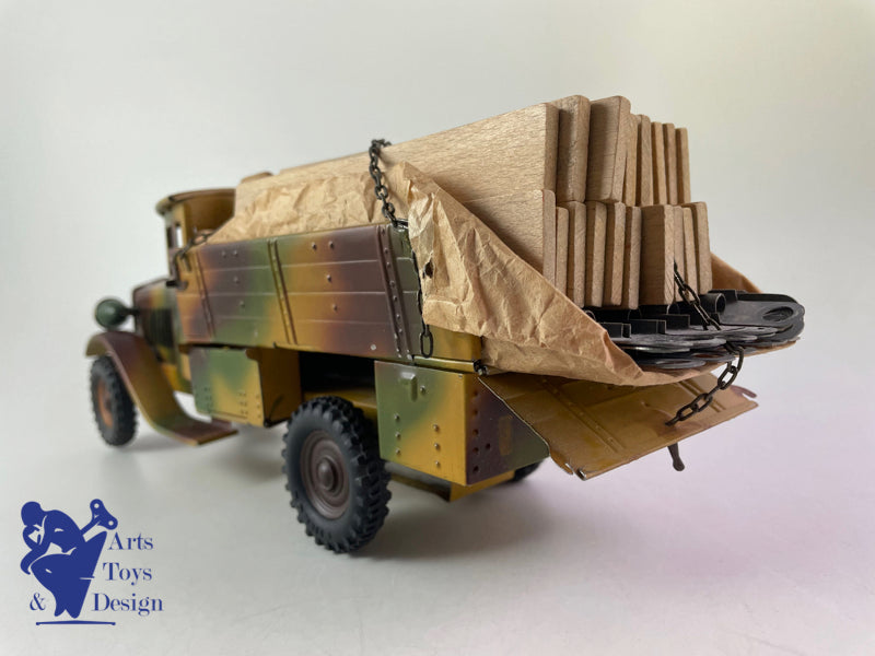 Antique toy Lineol 1218 Bridge transport Military truck circa 1937 clockwork L30cm