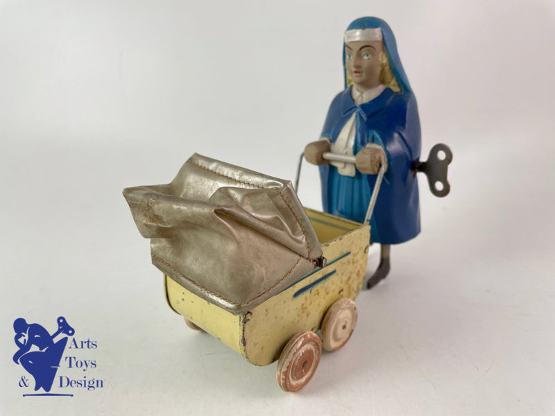 Antique toys Jouets Creation The Nurse and Landau Clockwork circa 1950