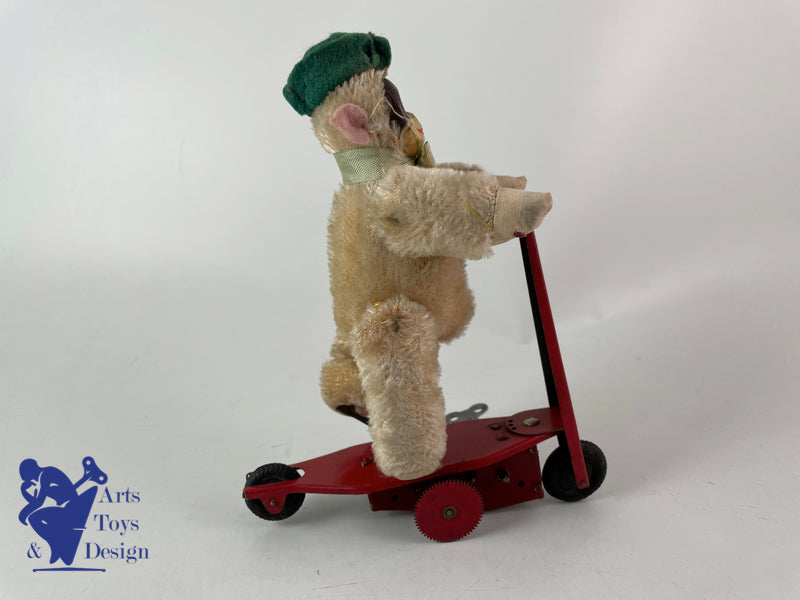 JOUET ANCIEN SFA FRANCE SINGE SUR PATINETTE MECANIQUE VERS 1950 H 16CM