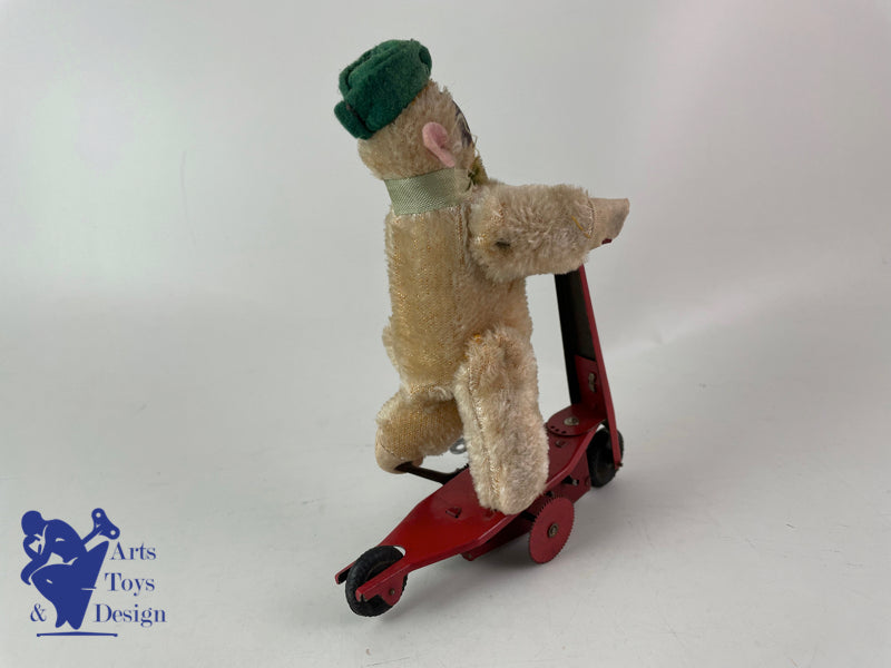 JOUET ANCIEN SFA FRANCE SINGE SUR PATINETTE MECANIQUE VERS 1950 H 16CM