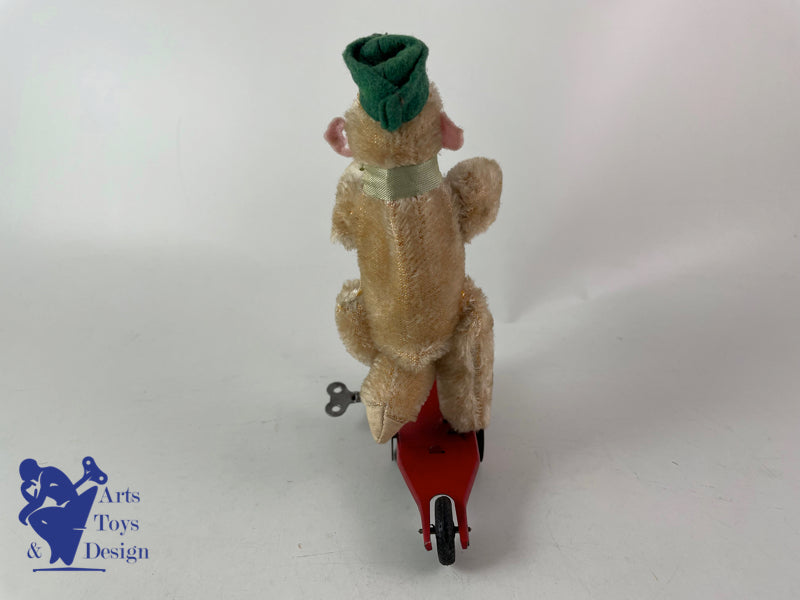 JOUET ANCIEN SFA FRANCE SINGE SUR PATINETTE MECANIQUE VERS 1950 H 16CM