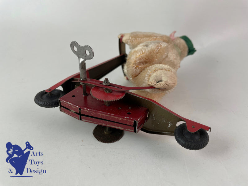 JOUET ANCIEN SFA FRANCE SINGE SUR PATINETTE MECANIQUE VERS 1950 H 16CM