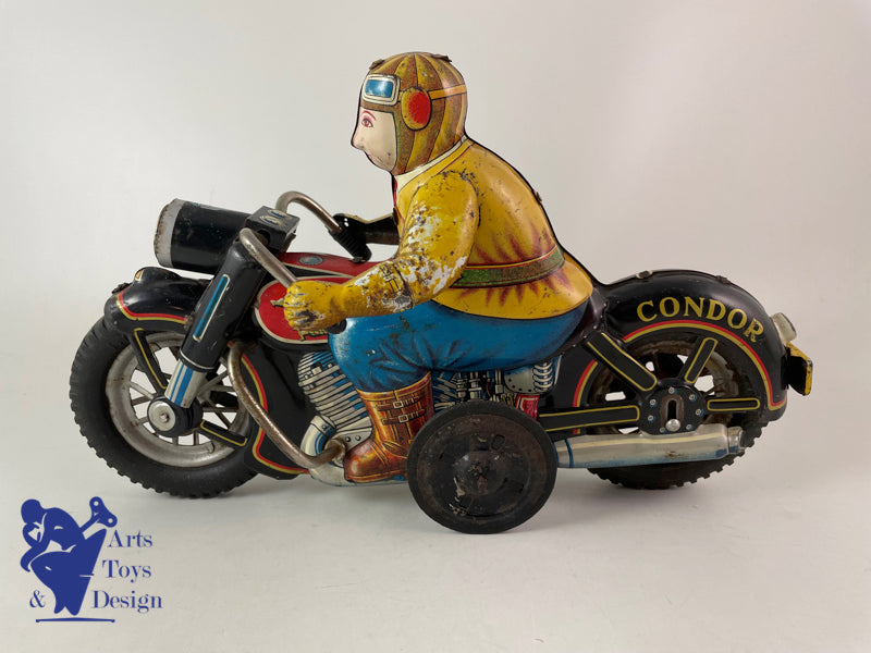 JOUET ANCIEN I.Y. METAL TOYS GRANDE MOTO CONDOR FRICTION VERS 1957 L 30CM