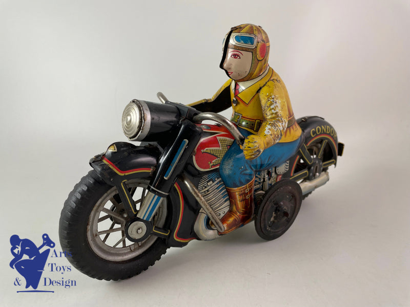 JOUET ANCIEN I.Y. METAL TOYS GRANDE MOTO CONDOR FRICTION VERS 1957 L 30CM