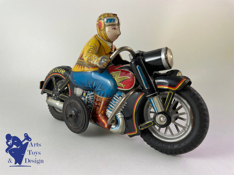 JOUET ANCIEN I.Y. METAL TOYS GRANDE MOTO CONDOR FRICTION VERS 1957 L 30CM