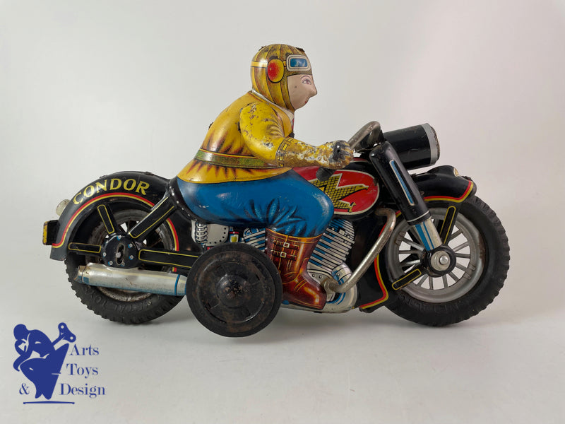 JOUET ANCIEN I.Y. METAL TOYS GRANDE MOTO CONDOR FRICTION VERS 1957 L 30CM