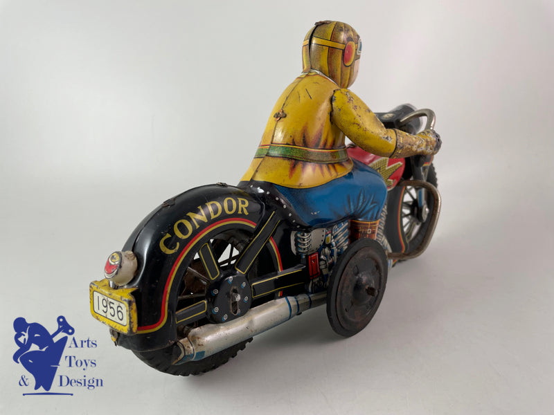 JOUET ANCIEN I.Y. METAL TOYS GRANDE MOTO CONDOR FRICTION VERS 1957 L 30CM