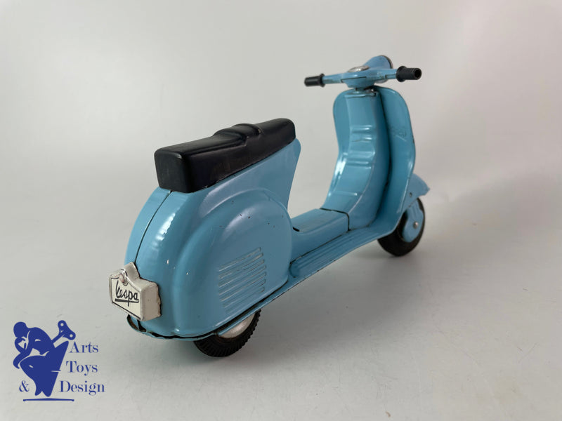 JOUET ANCIEN BANDAI VESPA SCOOTER BLEU FRICTION VERS 1960 L 23CM