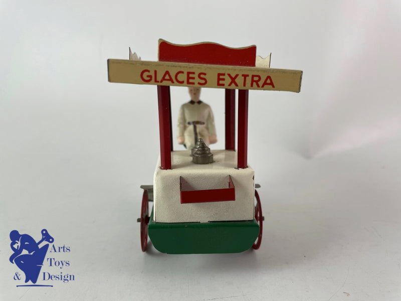 JOUET ANCIEN LA HOTTE ST NICOLAS MARCHAND DE GLACES MECANIQUE VERS 1950