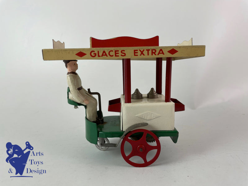 JOUET ANCIEN LA HOTTE ST NICOLAS MARCHAND DE GLACES MECANIQUE VERS 1950