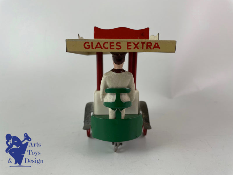 JOUET ANCIEN LA HOTTE ST NICOLAS MARCHAND DE GLACES MECANIQUE VERS 1950