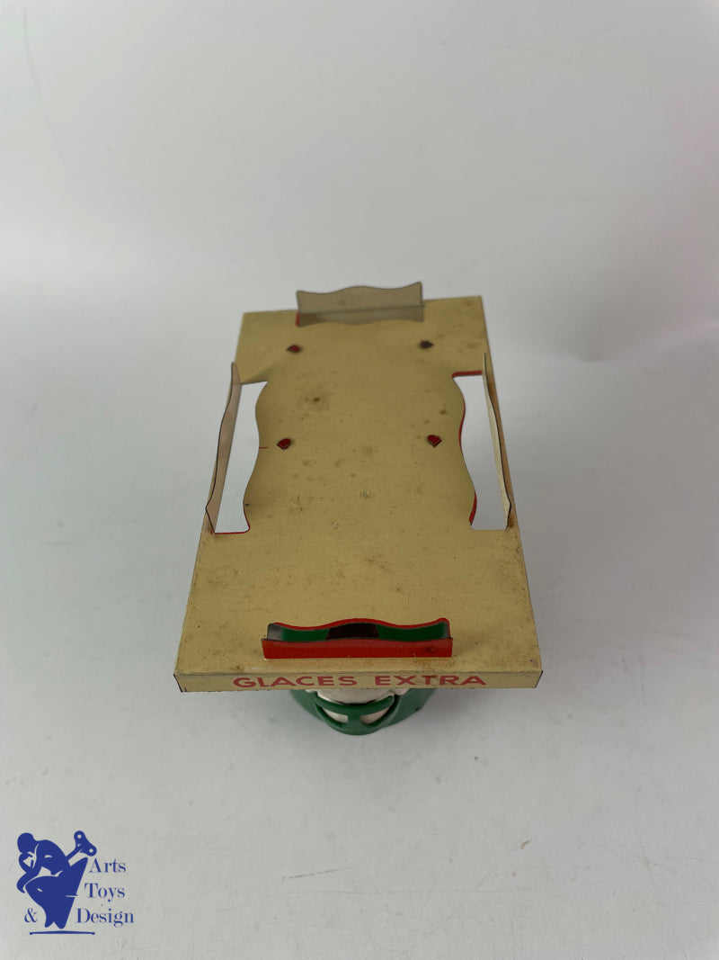 JOUET ANCIEN LA HOTTE ST NICOLAS MARCHAND DE GLACES MECANIQUE VERS 1950