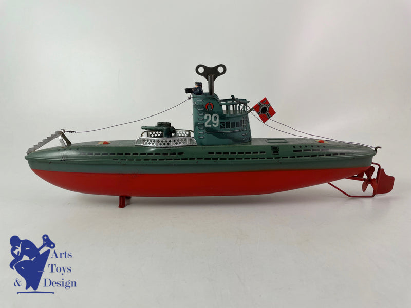 JOUET ANCIEN ARNOLD REF 2005 SOUS MARIN U BOAT MECANIQUE VERS 1937