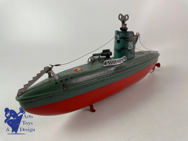JOUET ANCIEN ARNOLD REF 2005 SOUS MARIN U BOAT MECANIQUE VERS 1937