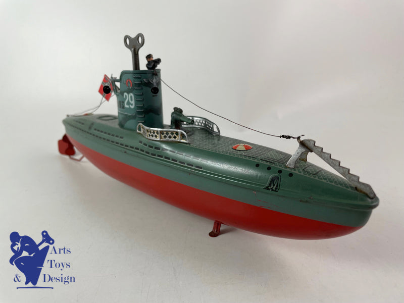 JOUET ANCIEN ARNOLD REF 2005 SOUS MARIN U BOAT MECANIQUE VERS 1937